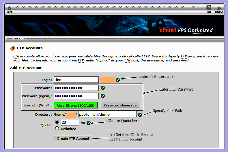 Create FTP Account 2