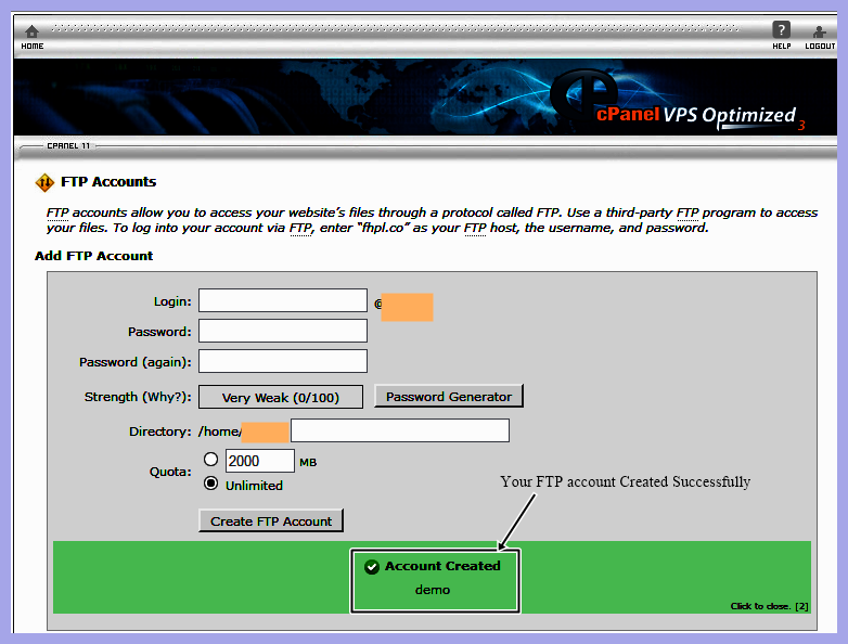 Create FTP Account 3