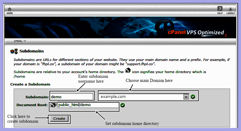 Create Subdomain in cpanel 2
