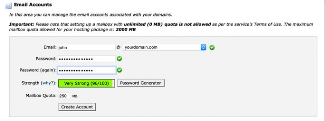 steps to create email account in cpanel